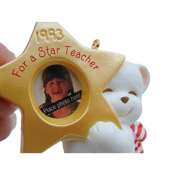 1993 Hallmark Keepsake Ornament Star Teacher White Bear Holiday or Gift Vtg NEW - Picture 9 of 11